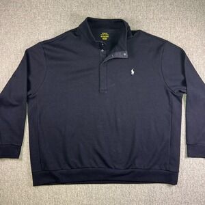 Polo Ralph Lauren 3XB Mock Neck Snap Pullover Big & Tall Black Sweatshirt Cotton